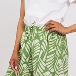 Global Mamas Cabana Shorts: Deco Leaf-Olive-Organic-XL