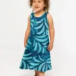 Global Mamas Knit Dress-Fit and Flare Kid-Ferns-Navy-Organic-Size 6