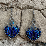 Unique Batik Dogwood Petal Beaded Wire Earrings