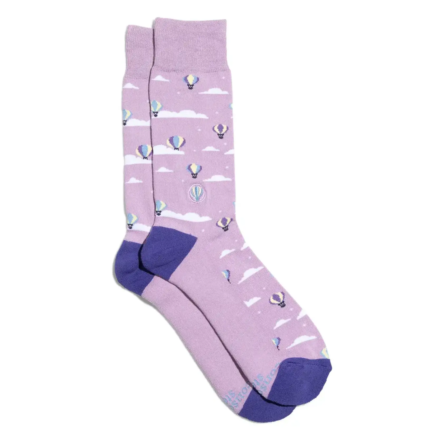 Conscious Step Socks that Fight Childhood Cancer- Purple Hot Air Balloons- Medium