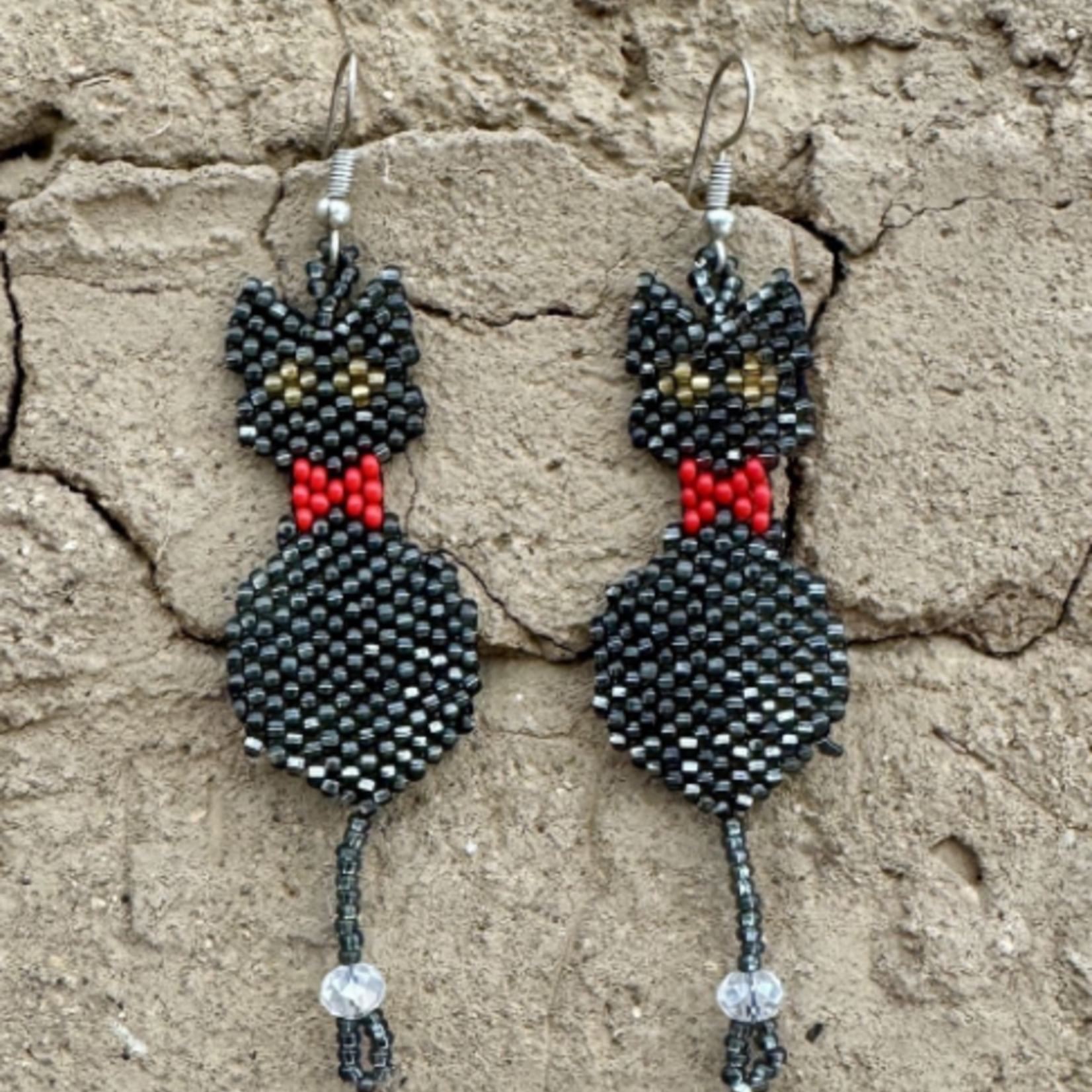 Unique Batik Cat Beaded Earrings
