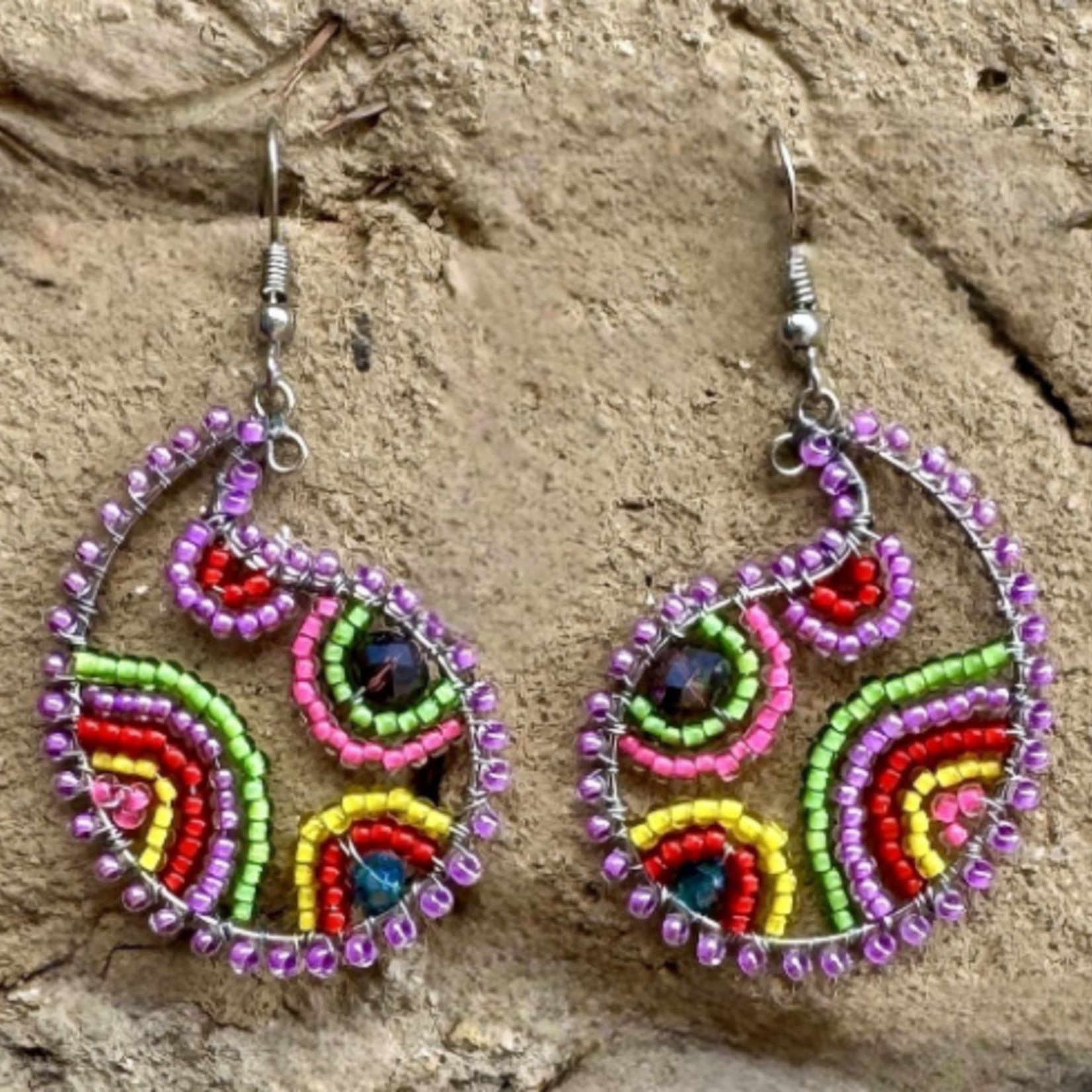 Unique Batik Paisley Beaded Wire Earrings- Assorted