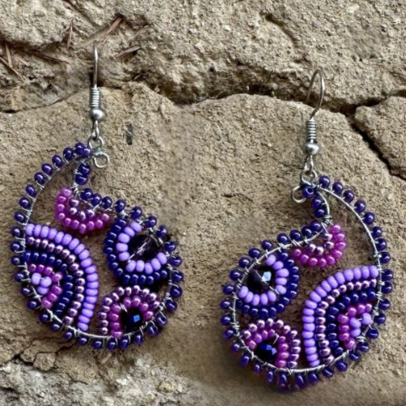 Unique Batik Paisley Beaded Wire Earrings- Assorted