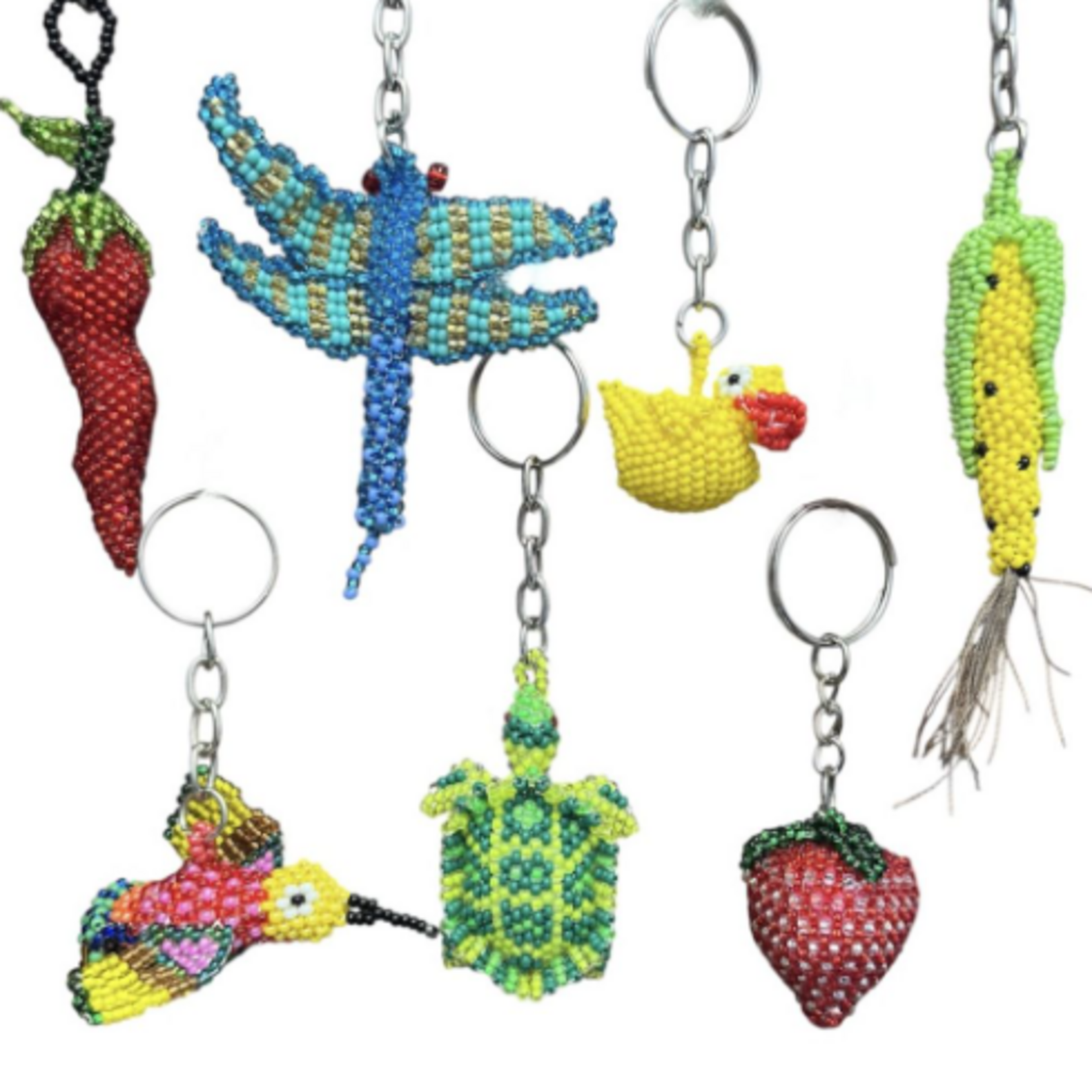 Unique Batik Assorted Beaded Keychains-$12