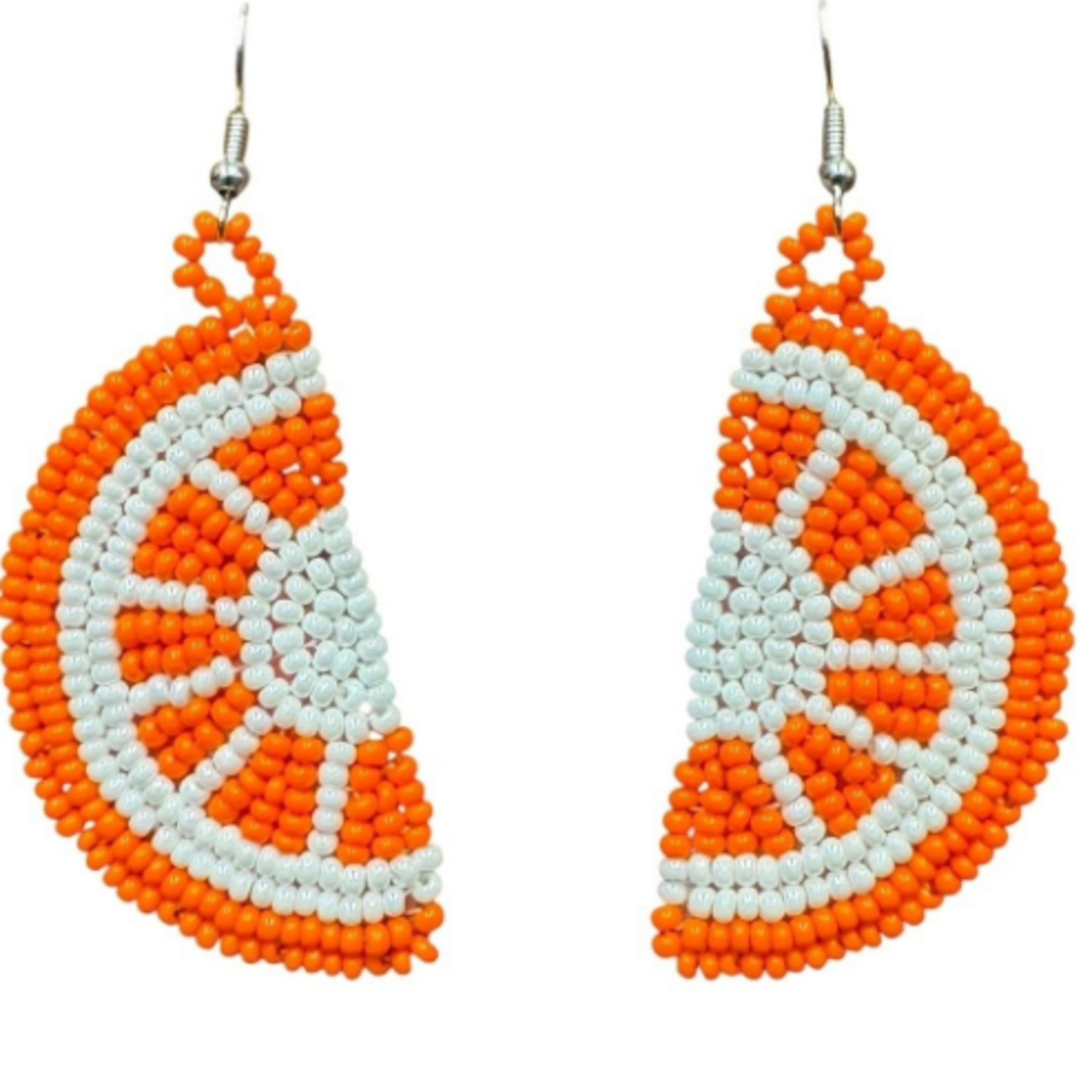 Unique Batik Orange Slice Beaded Earrings
