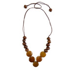 Minga Imports Disc V Necklace- Brown