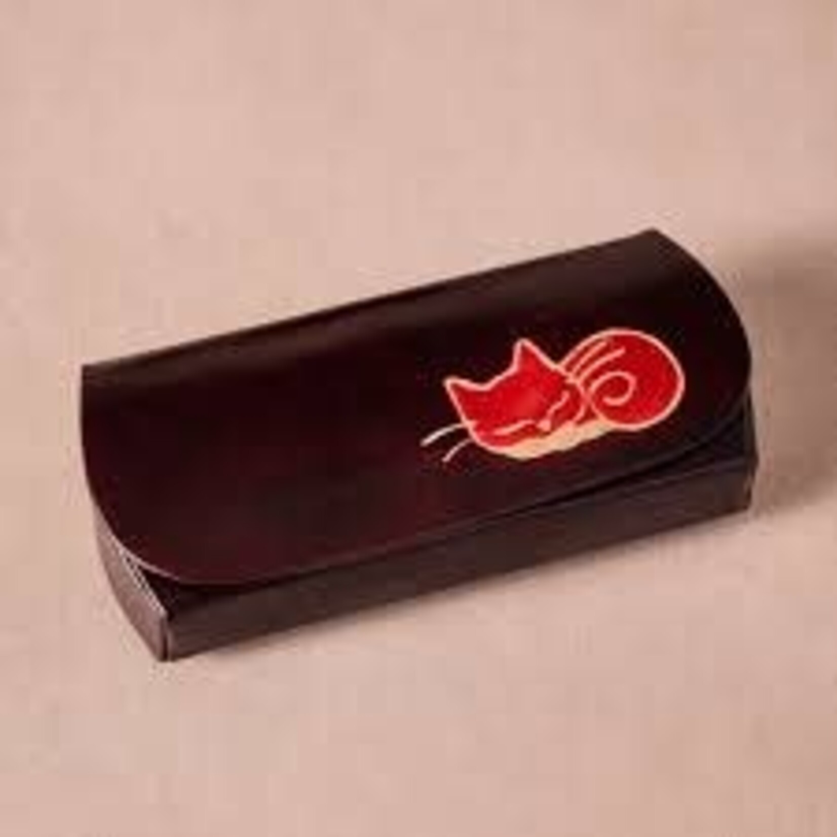 Ten Thousand Villages Kittee Leather Eyeglass Case