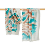 Serrv Teal Meadow Hand-Painted Scarf