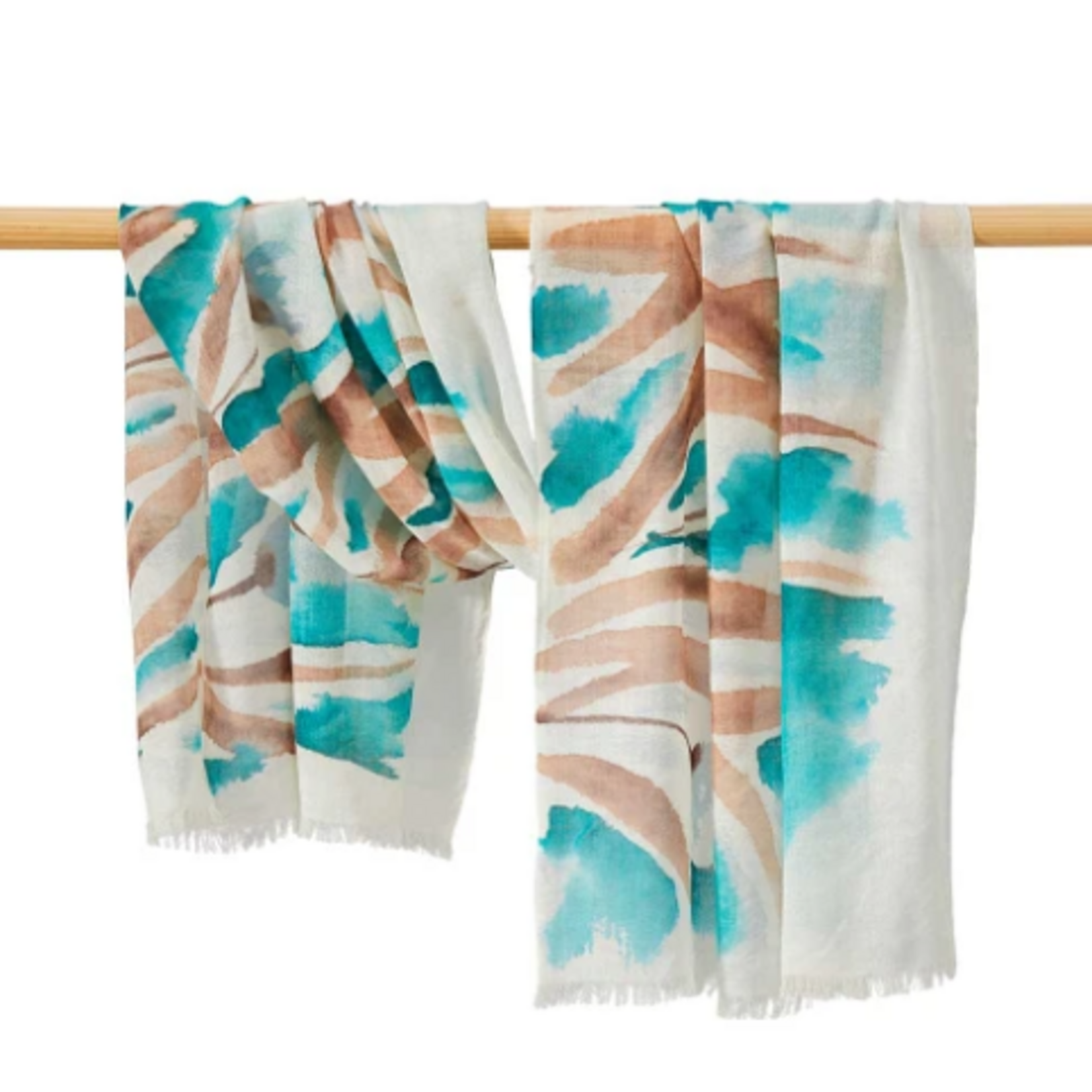 Serrv Teal Meadow Hand-Painted Scarf