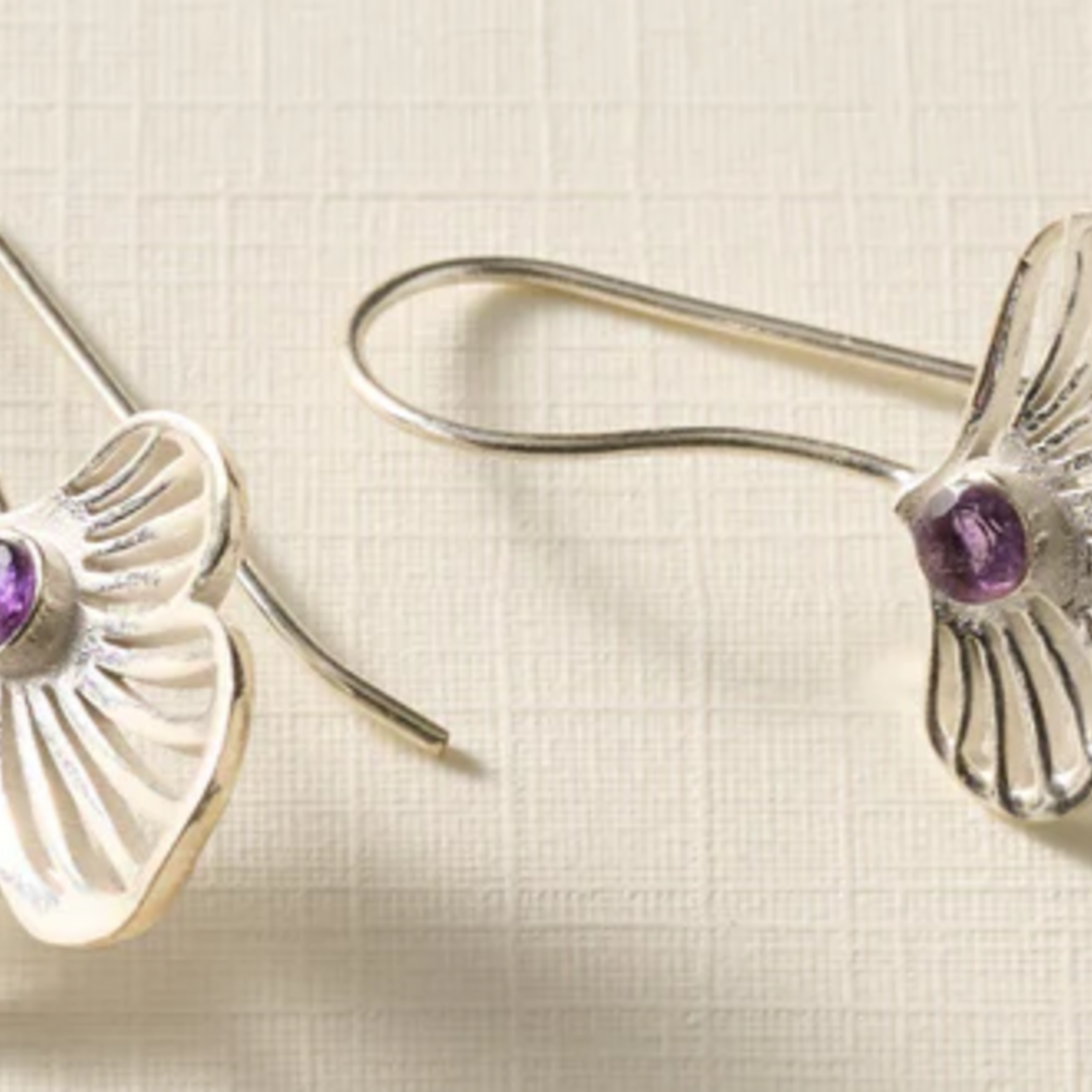 Ten Thousand Villages Khilana Amethyst Bloom Drop Earrings
