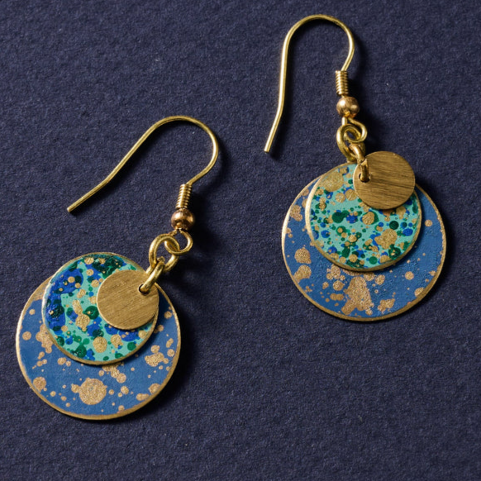 Ten Thousand Villages Asha Patina Disc Drop Earrings