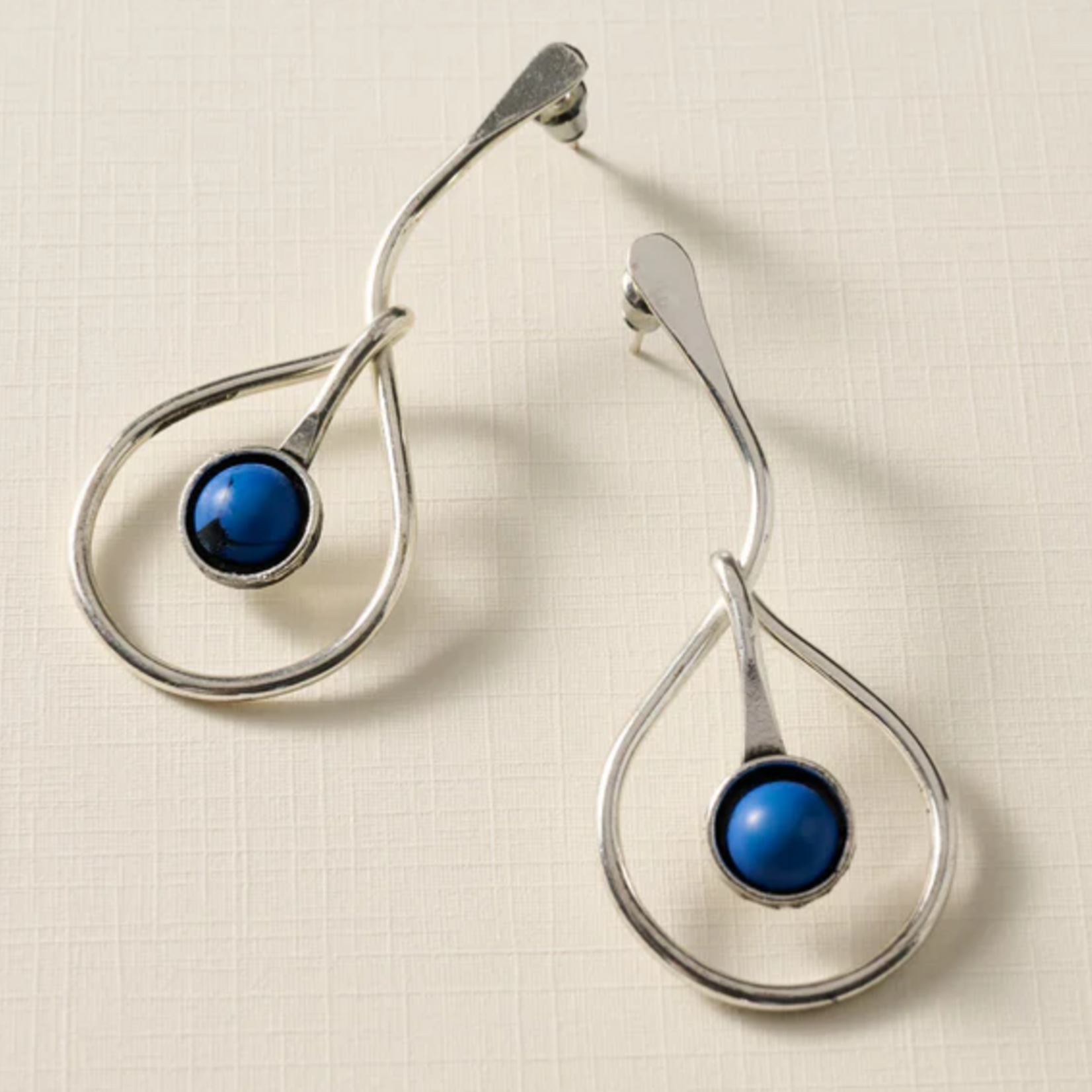 Ten Thousand Villages Kaksha Silver Cobalt Bead Drop Earrings
