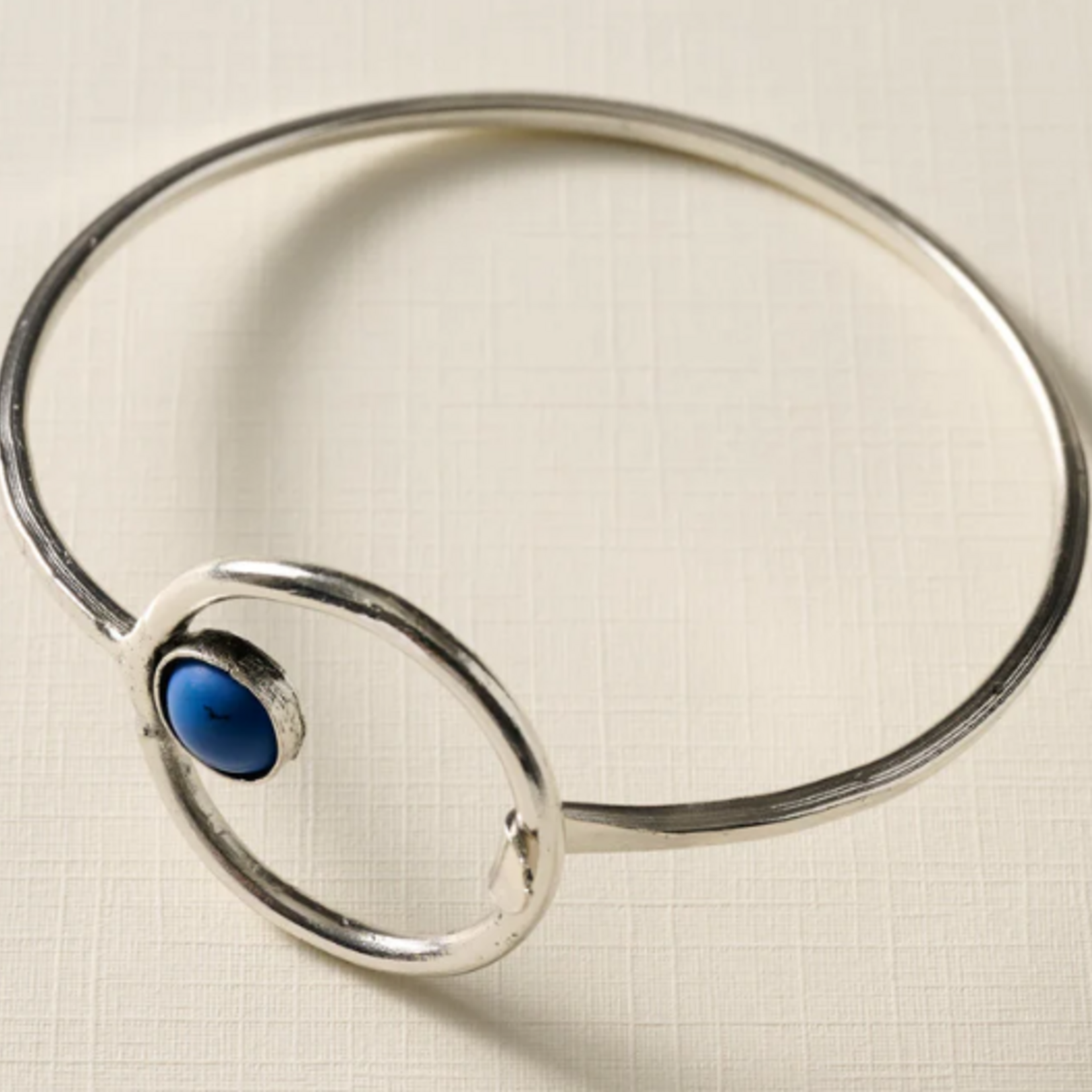 Ten Thousand Villages Kaksha Silver Cobalt Bead Bracelet
