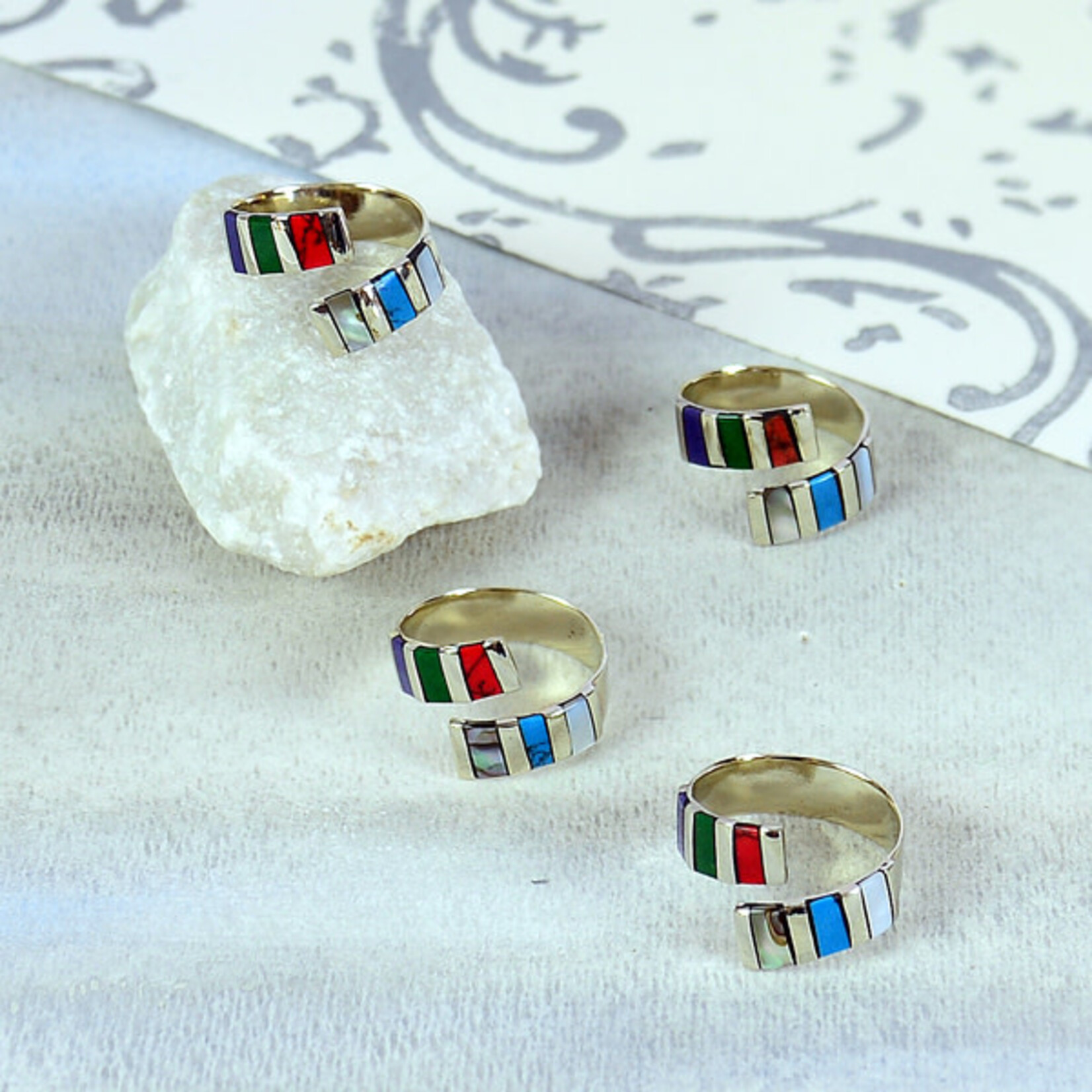 Minga Imports Striped Rainbow Ring