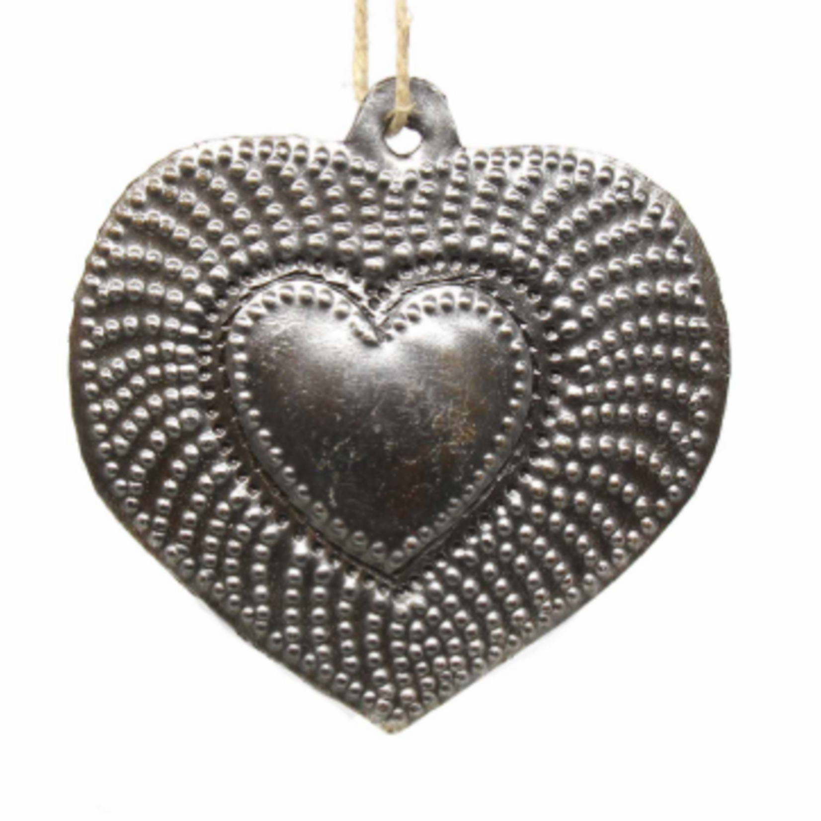 Global Crafts Radiant Heart Haitian Metal Drum Christmas Ornament