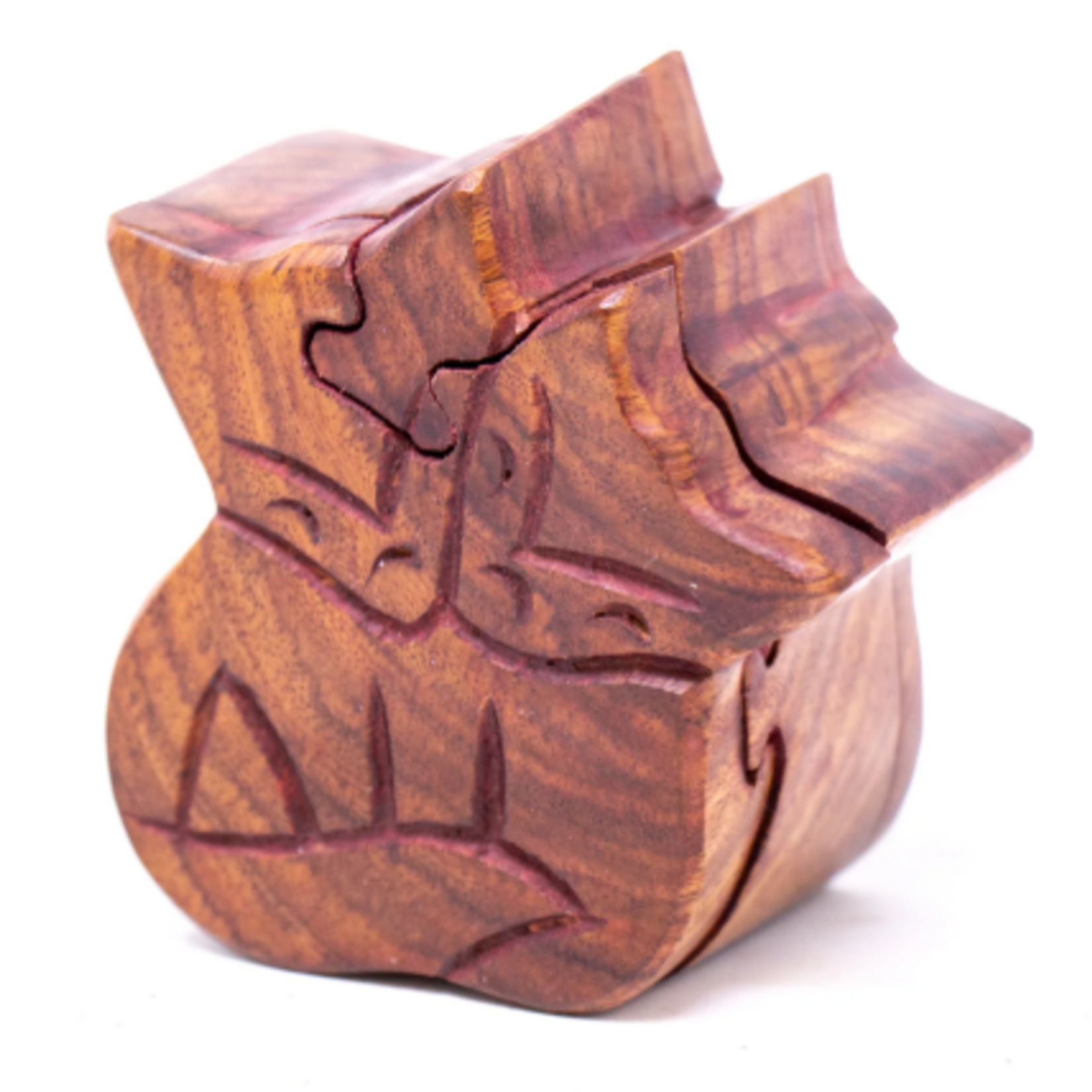 Global Crafts Sheesham Wood Carved Fox Puzzle Box