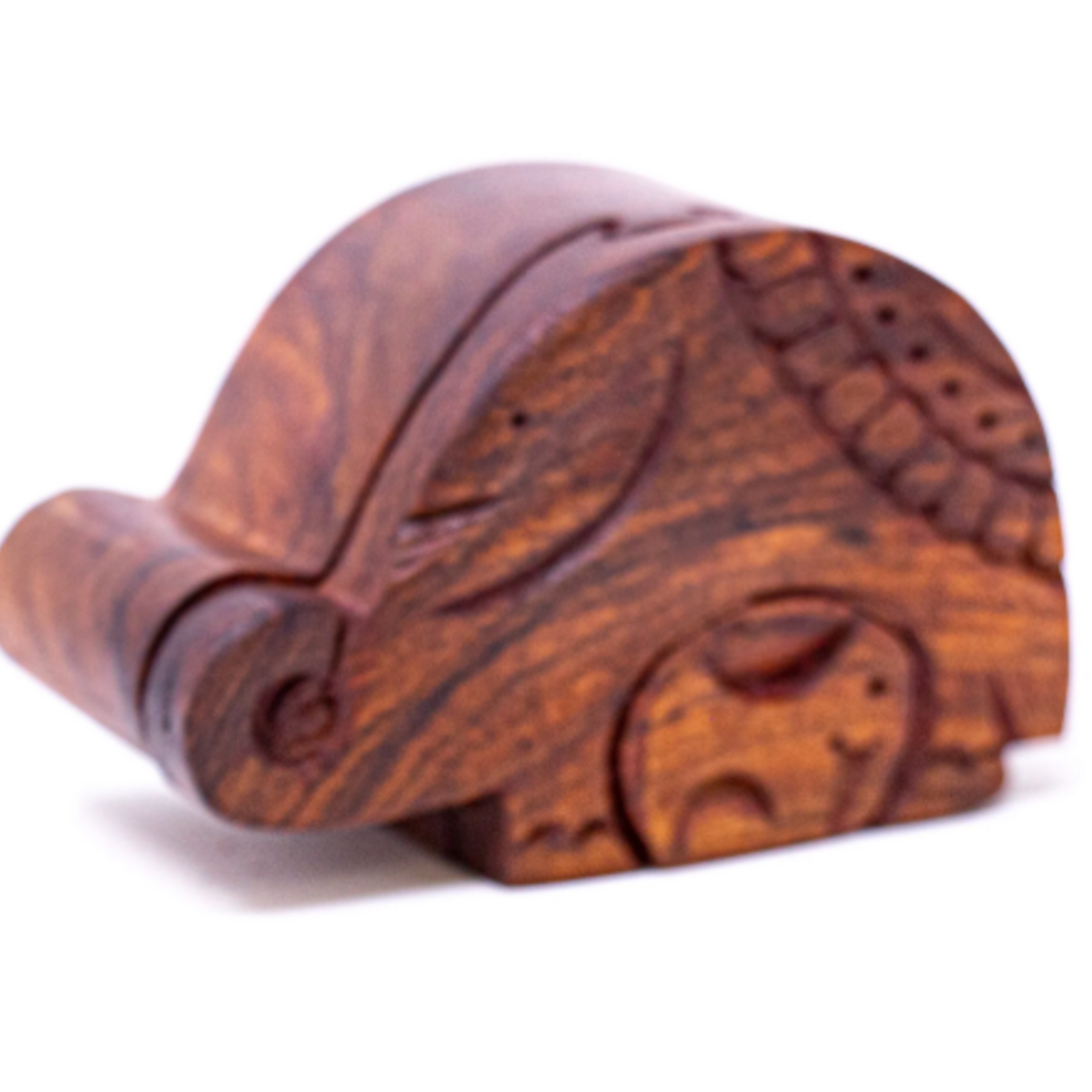 Global Crafts Sheesham Wood Mama and Baby Elephant Puzzle Box