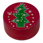 Global Crafts Soapstone Christmas Tree Round Box