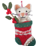 Global Crafts Kitty in Stocking Felt Ornament