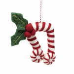 Global Crafts Candy Cane 8th Notes Felt Ornament
