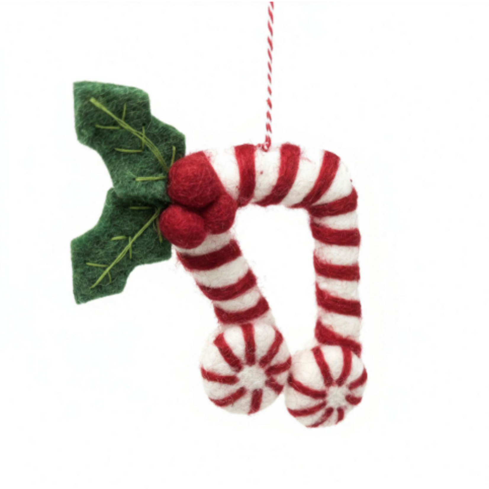 Global Crafts Candy Cane 8th Notes Felt Ornament