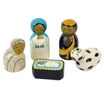 Global Crafts Kashmiri Painted Badloo Wood Nativity