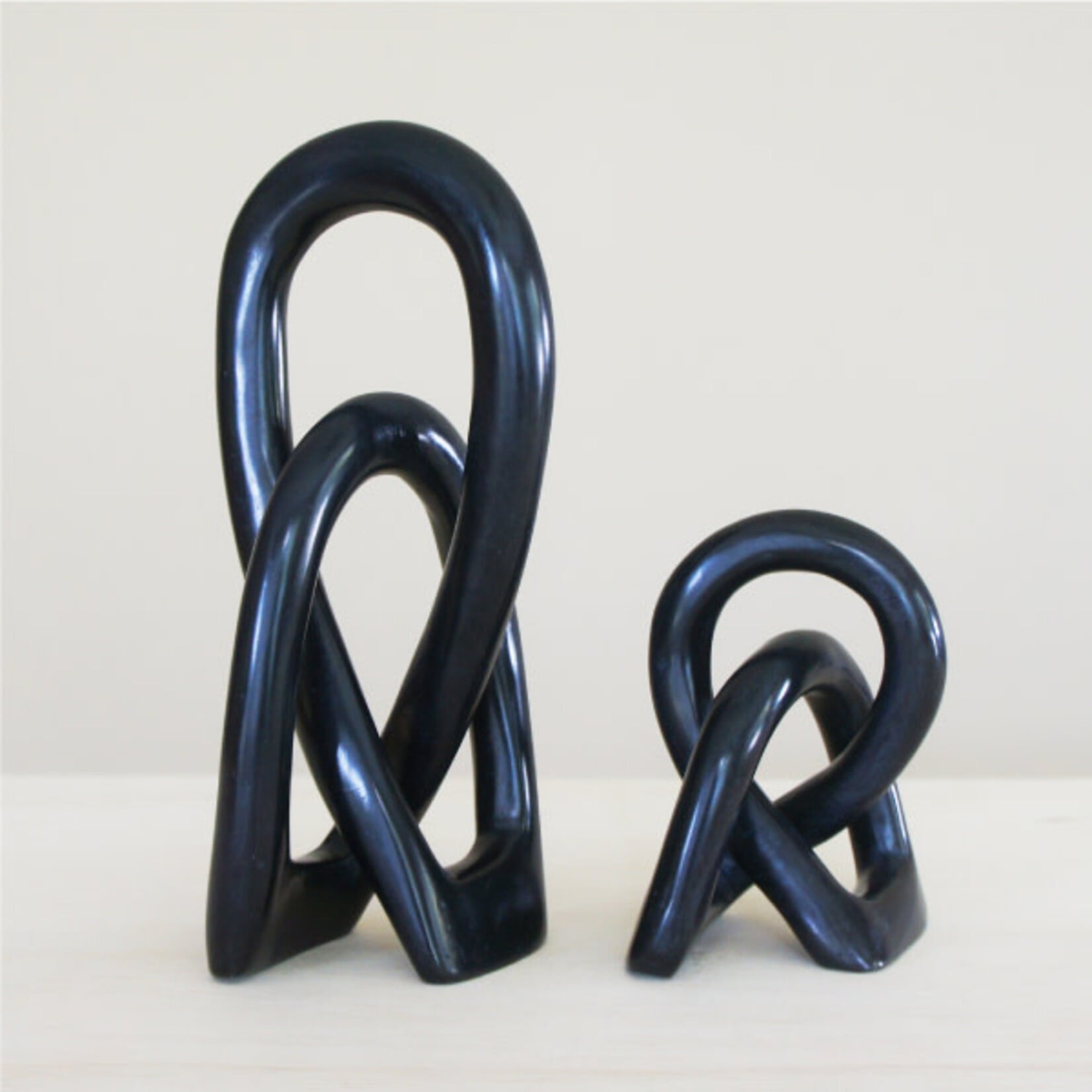 Global Crafts Lover's Knot Soapstone Sculpture-Black-10 inch