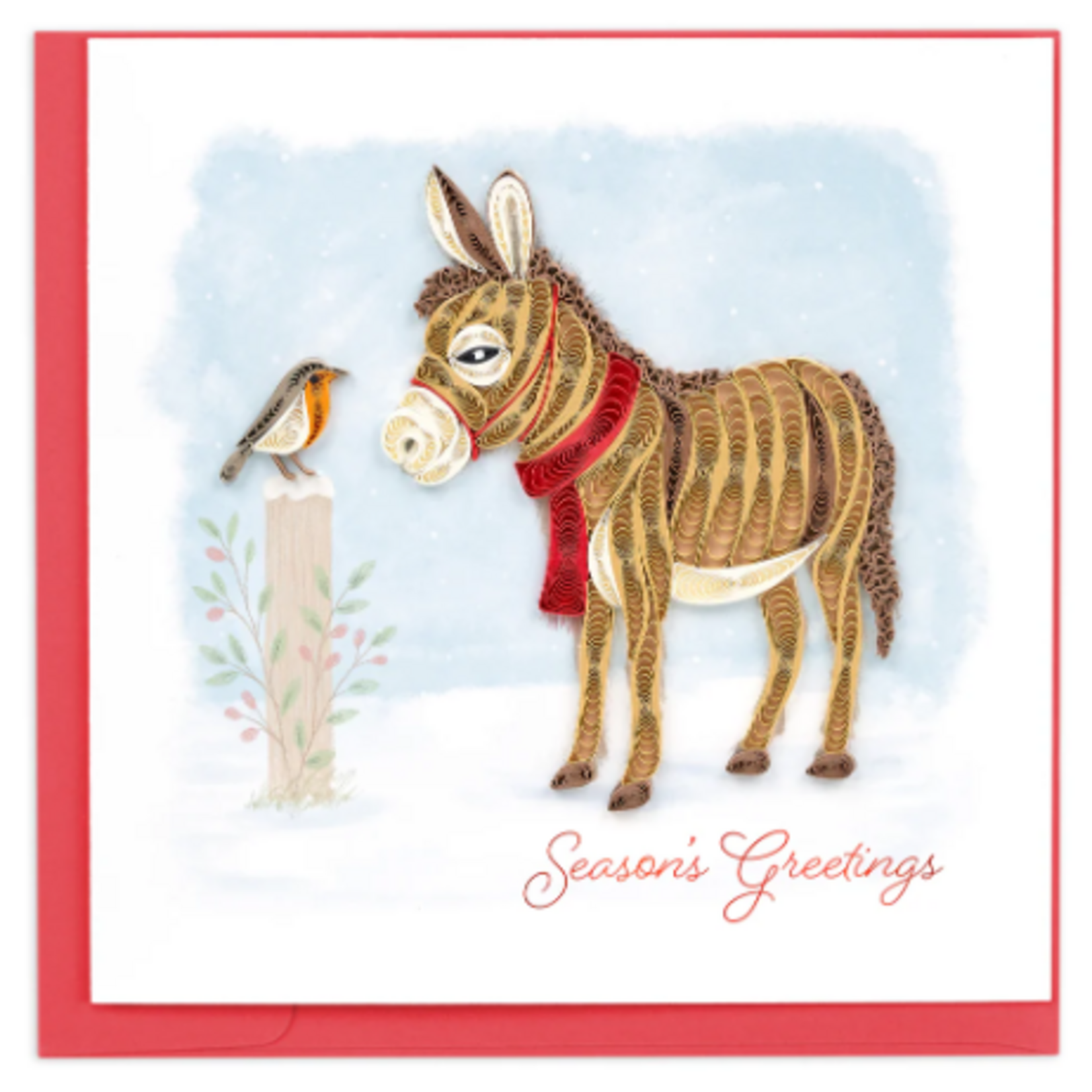 Quilling Card Winter Donkey and Friend Quilled Card