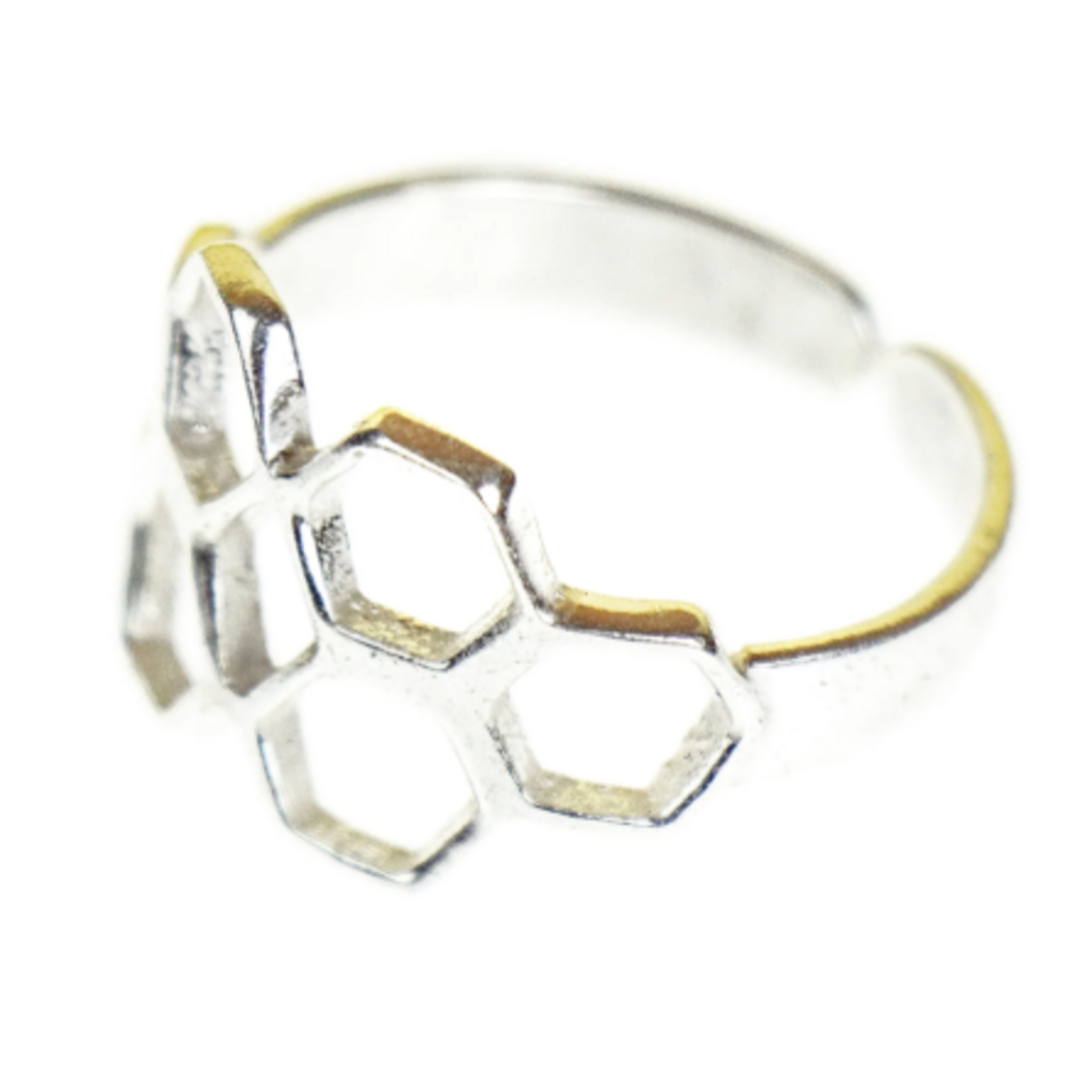 Global Crafts Honeycomb Adjustable Brass Ring
