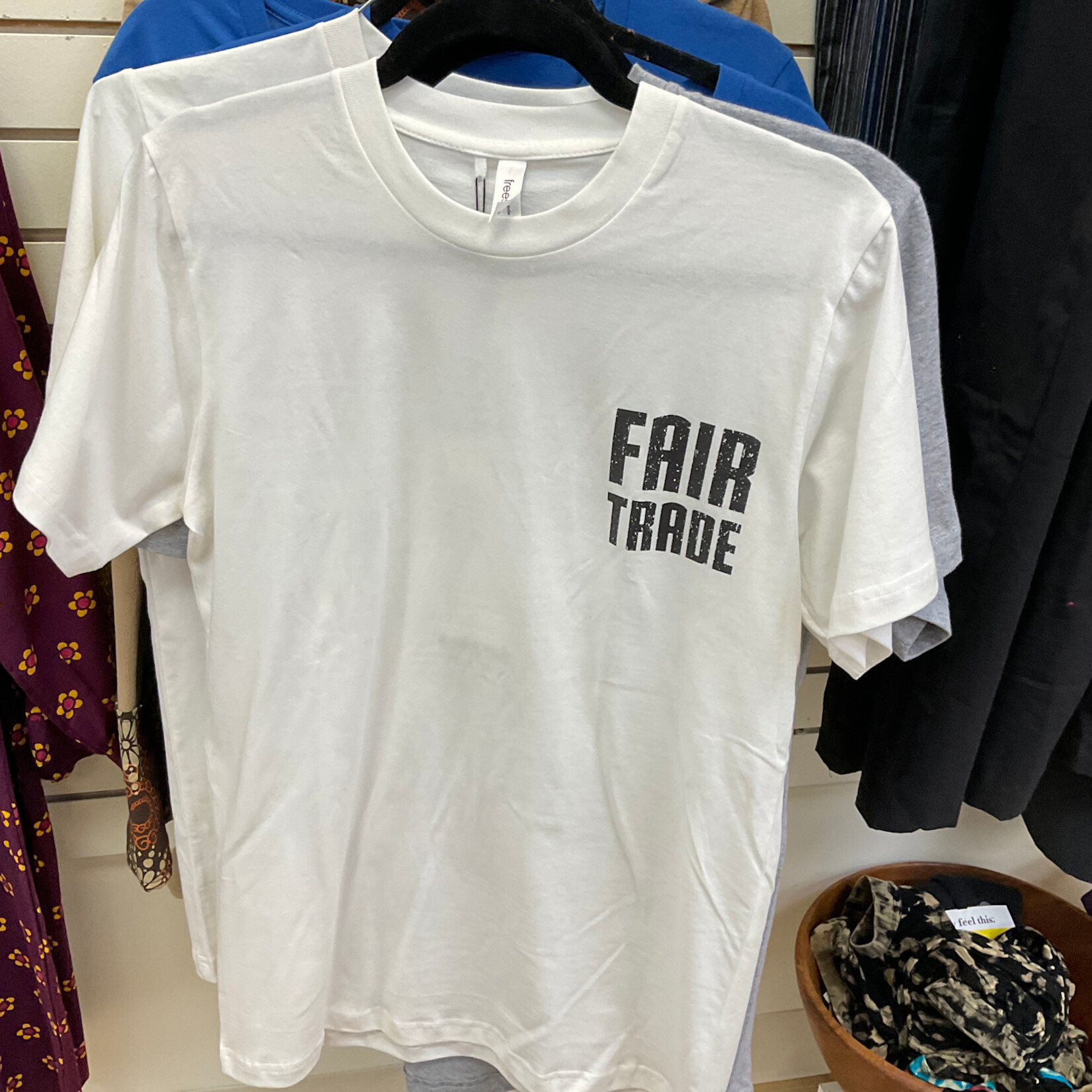White Tee Shirt Fair Trade Facts--Small
