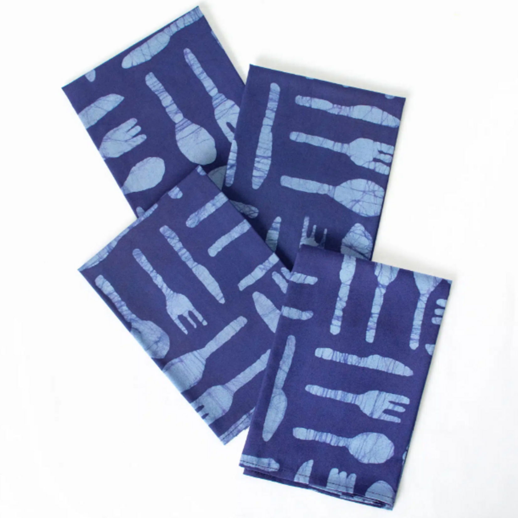 Global Mamas Napkin: Silverware- Blue-Organic-Individual