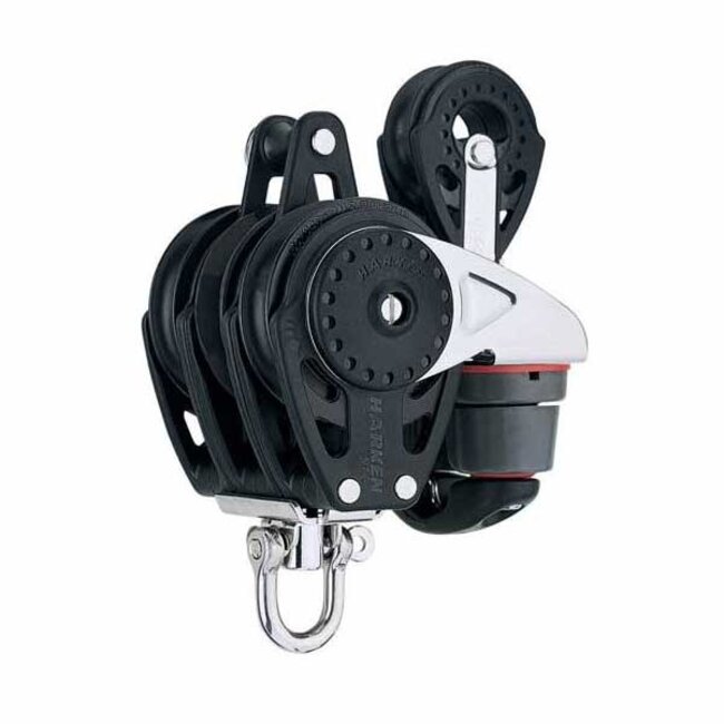 Harken 57mm Carbo Ratchamatic Triple Block with 40mm Single Becket and Cleat