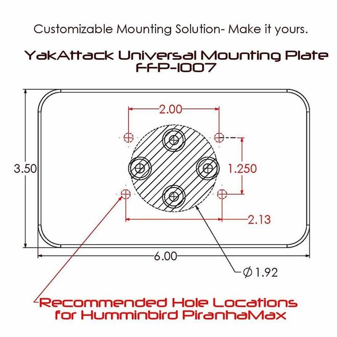 YakAttack Universal Mounting Plate with LockNLoad Mounting System, 6" x 3.5"