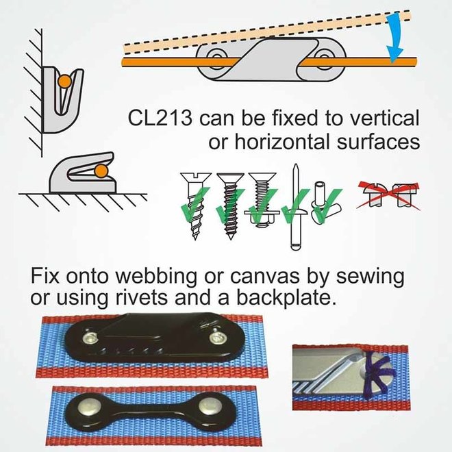 Clamcleat Fine Line Jam Cleat Starboard 2-5mm Nylon