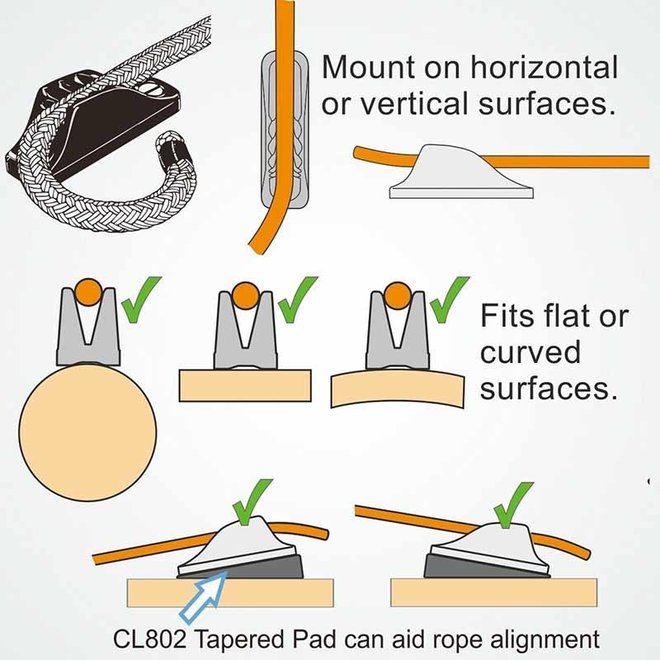 Clamcleat Racing Micros Jam Cleat 1-4mm Aluminum