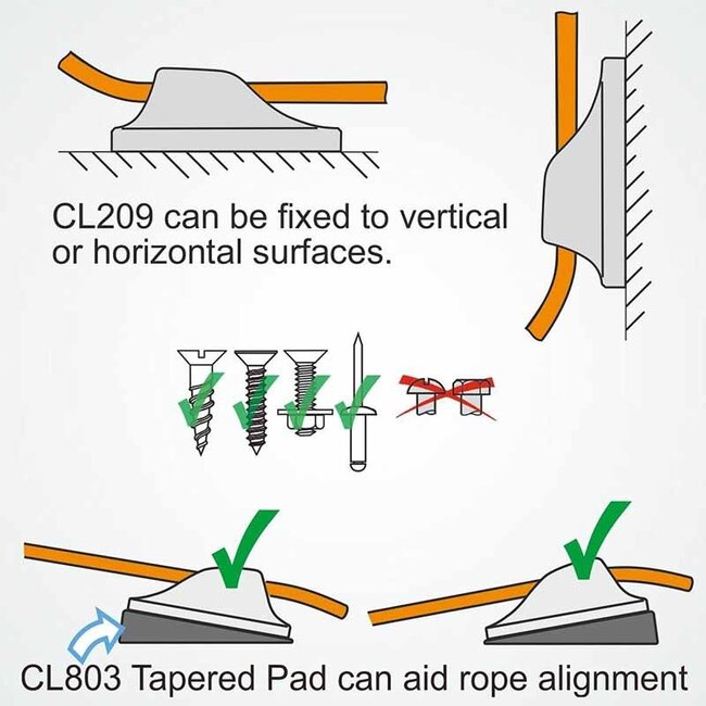 Clamcleat Clamcleat Jam Cleat Midi Open Top 4-8mm Nylon