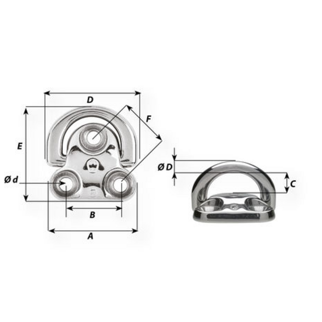 Wichard Stainless Pad Eye 6mm S/S Folding | Wichard