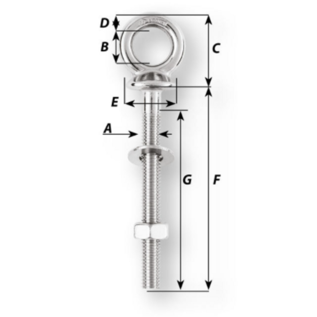 Wichard Stainless Eyebolt 6mm x 60mm BL 900kg Wichard
