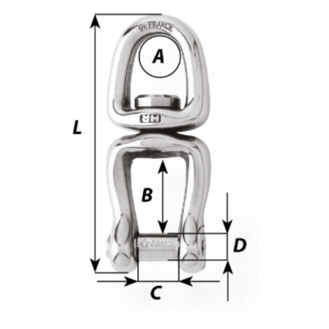 Wichard Stainless Swivel 10mm Pin Allen Head