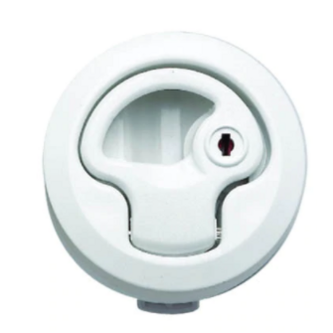 Victory Flush Latch 60mm Diameter White Plastic With Lock
