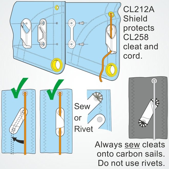 Clamcleat Racing Fine Line Starboard 3-6mm Aluminum