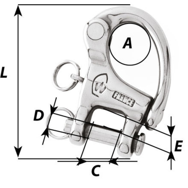 Wichard Clevis Pin Snap Shackle, 52mm