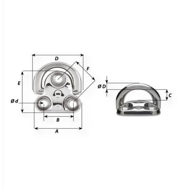Wichard Stainless Pad Eye 8mm S/S Folding | Wichard