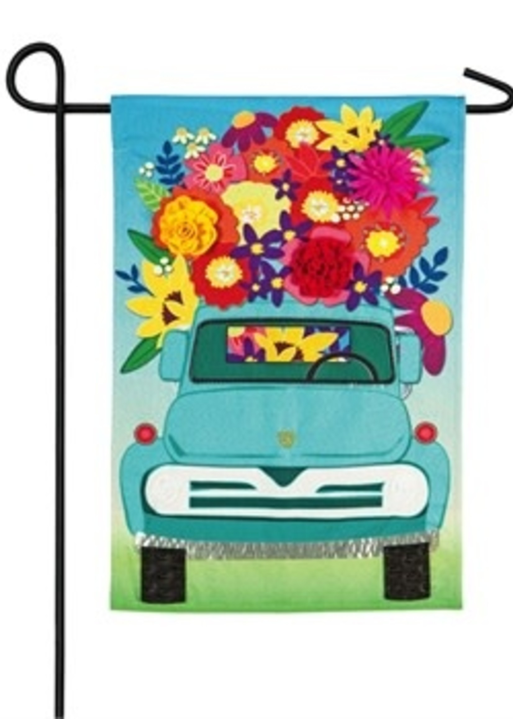 Mint Flower Truck Garden Flag