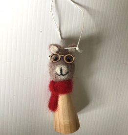 Felted wool and wood Cat Ornament
