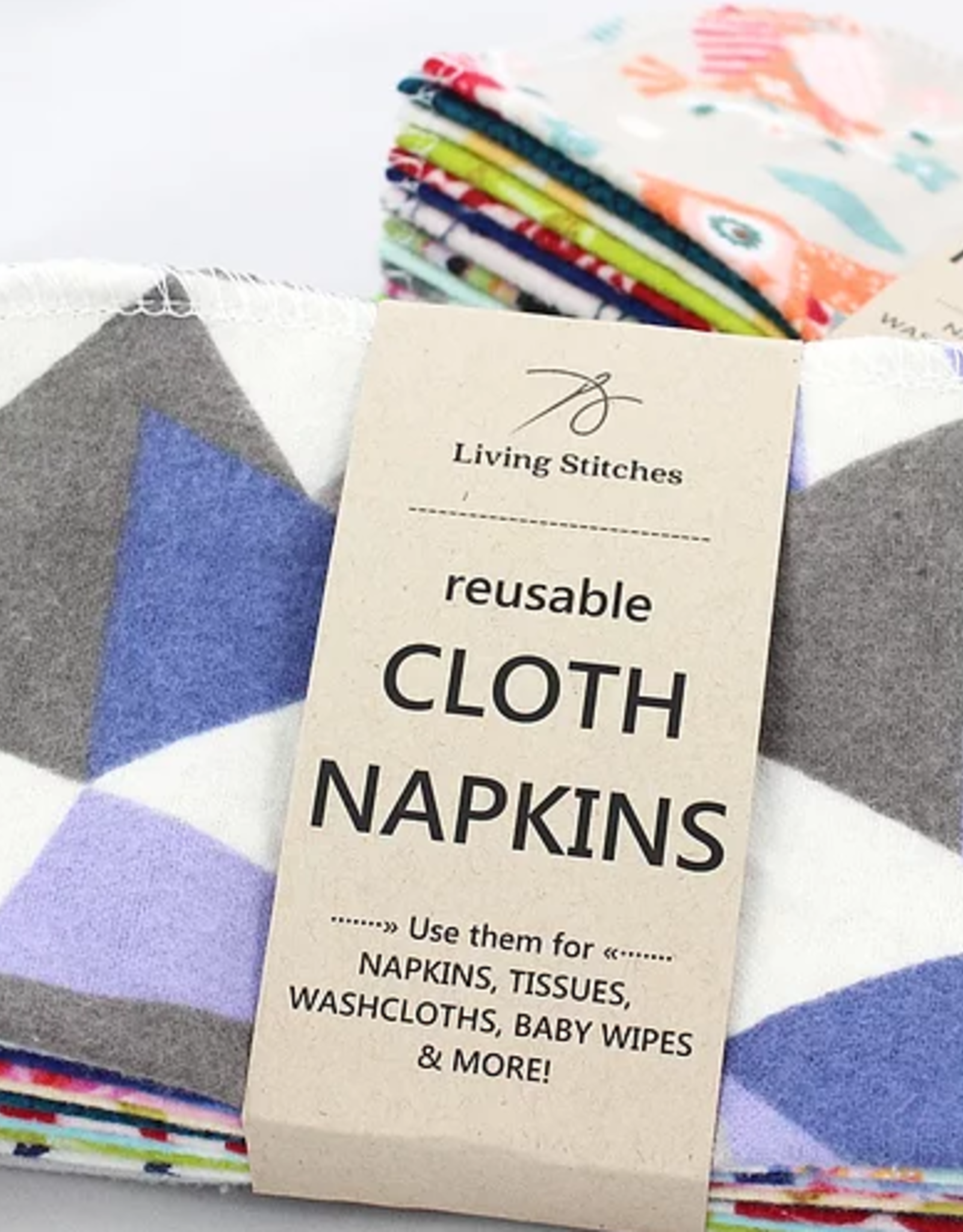 Living Stitches Cloth Napkins/Washcloths 12 pk