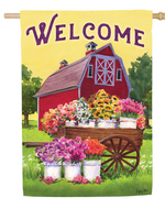 Evergreen Flower Farm Spring Welcome House Suede Flag