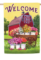 Evergreen Flower Farm Spring Welcome House Suede Flag