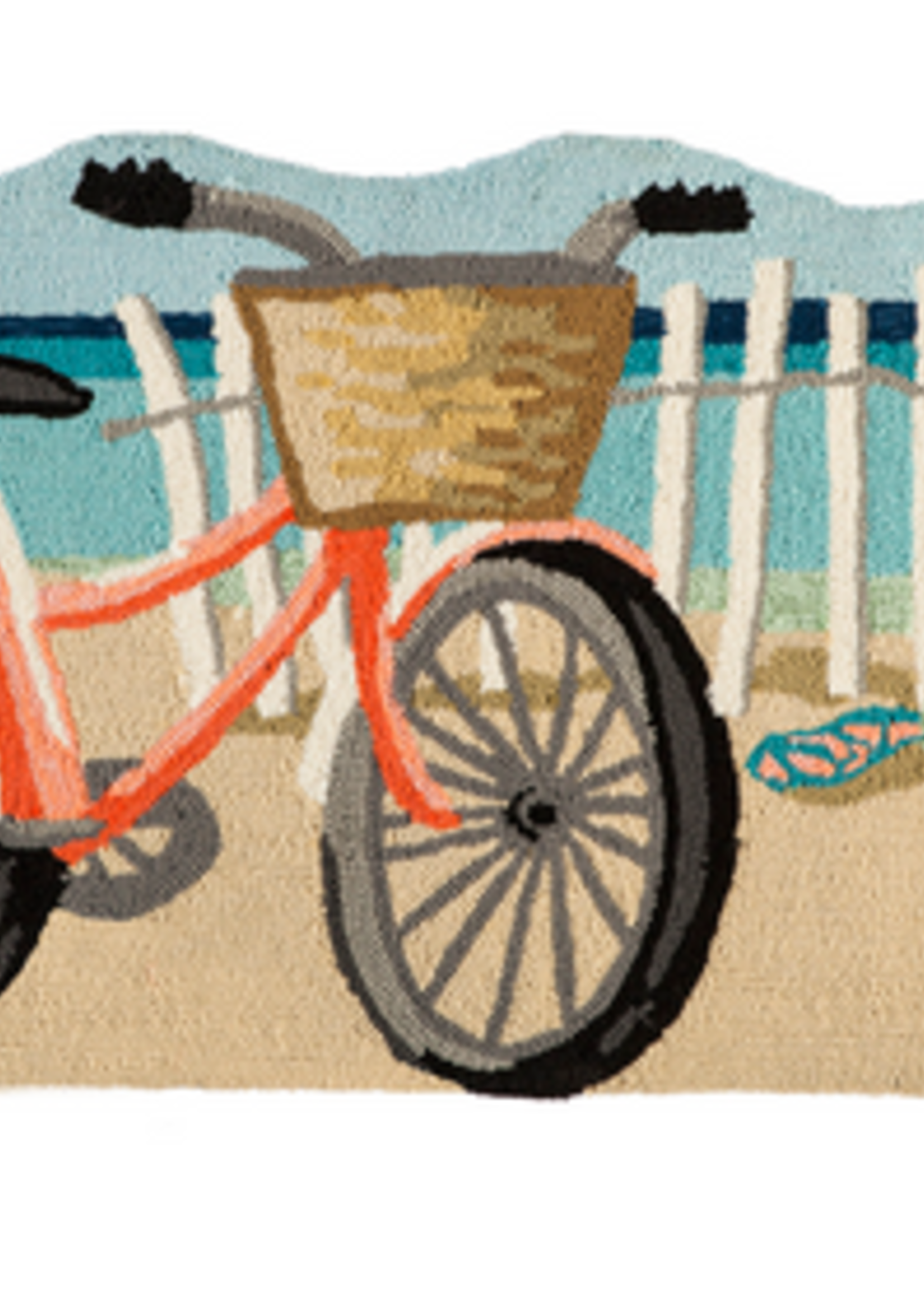 Evergreen Beach Bicycle Shaped Hooked Rug