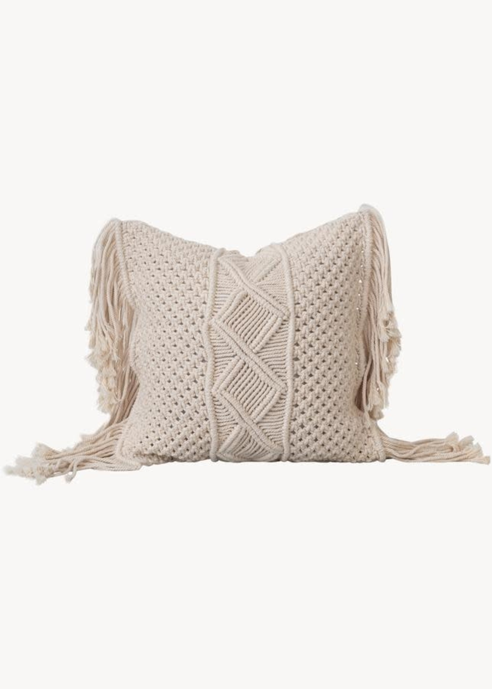 Pokoloko Macrame Pillow 15' x 15' White
